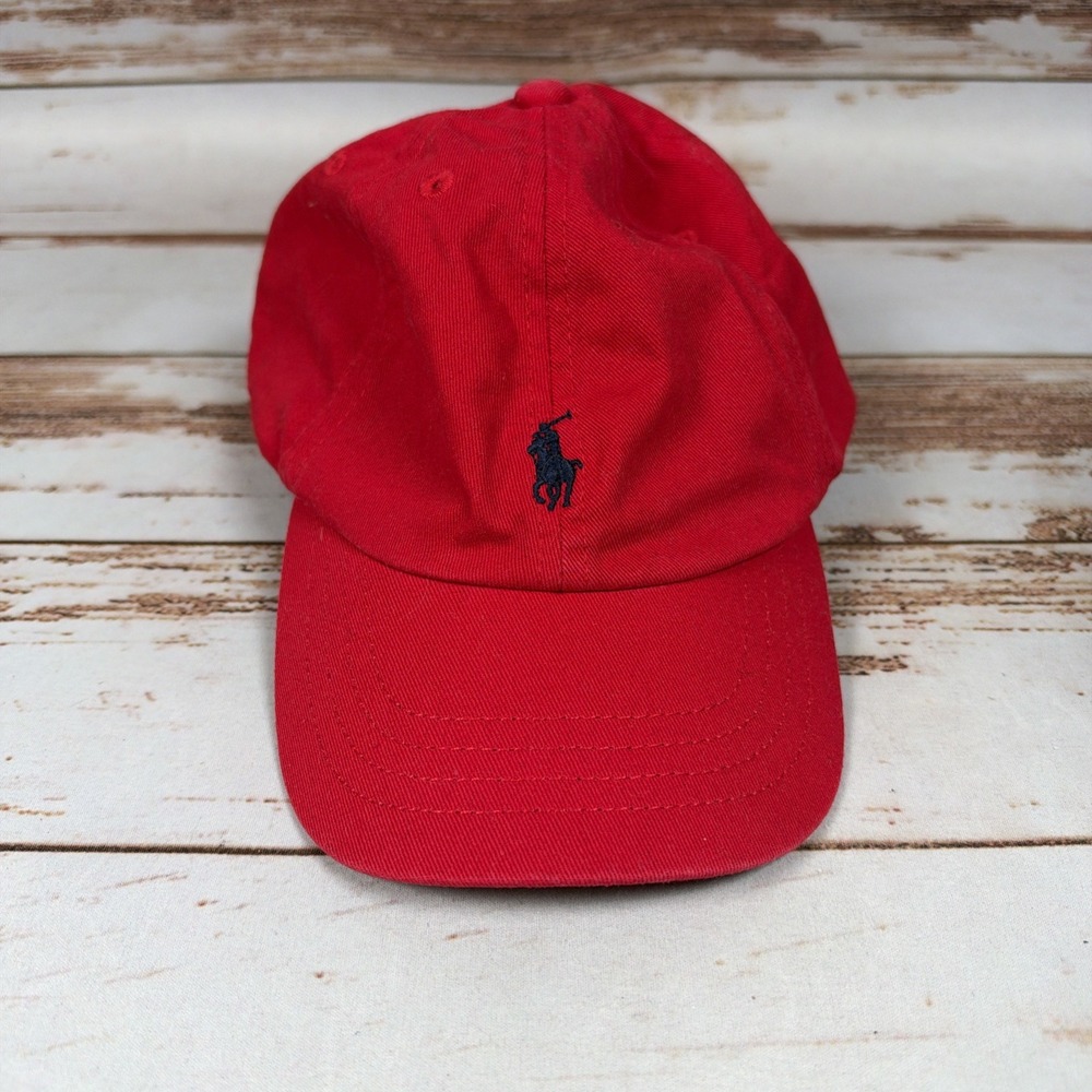 Polo Ralph Lauren Kids Red Cotton Chino Baseball Cap Hat Pony 4-7 Yrs